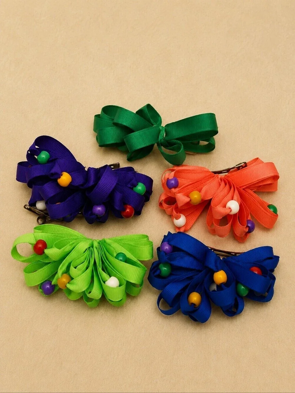 HANDMADE Colorful Beaded Hair Bow Set